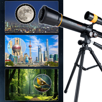Telescop pentru copii cu stativ si 2 oculare pentru observarea cerului, 46x43x33 cm, negru