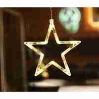 Decoratiune de Craciun Luminoasa in forma de Stea 19x18 cm, cu Ventuza, Alb Cald, Flippy
