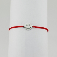Bratara Martisor pentru Dama, Jolie, Model Smile, Set 12 bucati, Pandativ Argintiu din Inox cu Snur Rosu Ajustabil