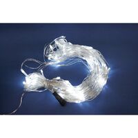 Sectiune Instalatie de Craciun Vafy, Tip Plasa, 320 LED-uri, 3 m x 3 m, 8 jocuri de lumini, Interconectabila, Fir transparent, Alb rece