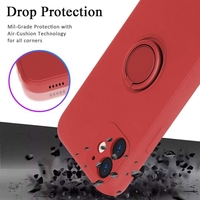 Husa protectie Vafy compatibila cu Apple iPhone 12 Mini Liquid Silicone Ring cu suport rotativ Rosu