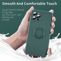 Husa protectie Vafy compatibila cu Apple iPhone 13 Pro Max Liquid Silicone Ring cu suport rotativ Verde