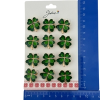 Set 12 Brose Martisor Primavara, Jolie, Model Trifoi cu Patru Foi, Verde