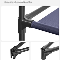 SONGMICS Garderoba din material textil, dulap portabil, cu rafturi si sina de agatat, 150x45x175cm, albastru