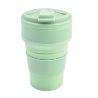 Pahar pliabil din silicon Flippy, pentru calatorii, camping, 350 ml, 8.2x6.3x9.1 cm, verde