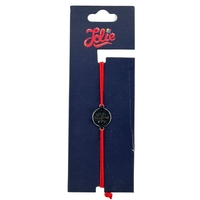 Martisor Bratara din Inox pentru Copii, Jolie, Textil si Inox, Snur Rosu, Model Banut, Argintiu