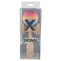 Kendama X Originala, Profesionala, Flippy, din Lemn, Rubber Grip, 18 cm, Roz/Galben/Albastru