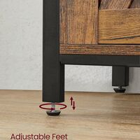 VASAGLE Comoda pentru living sau bucatarie, cu 2 usi glisante, rafturi reglabile, stil rustic, 33x100x80cm, maro si negru