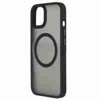Husa MagSafe pentru Apple iPhone 13 Pro, Full Cover, Frosted Acrylic Color Big Hole, Magnetica, Incarcare Wireless, Vafy, Negru