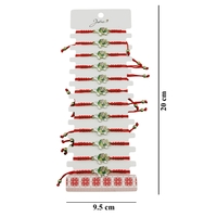 Martisor Bratara pentru Dama si Copii, Jolie, Model Broscuta Testoasa cu Carapace Florala, Set 12 bucati, Pandantiv Emailat, Snur Reglabil, Rosu/Verde