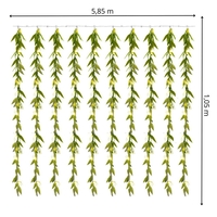 Ghirlanda luminoasa tip perdea de frunze artificiale, 285x105cm, 200 LED-uri, alb cald
