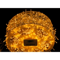Instalatie Craciun liniara, fir transparent, cu transformator, 50m, alb cald, 2000 LED-uri, 8 jocuri de lumini, Vafy