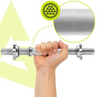 Bara gantera scurta 36 cm, diametru 28 mm, otel cromat, capacitate 80 kg, argintiu