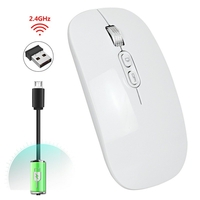 Mouse Wireless Reincarcabil, Vafy, Compatibil Windows/macOS, Bluetooth 5.1 + 2.4GHz, Silentios, DPI 800/1200/1600, Alb