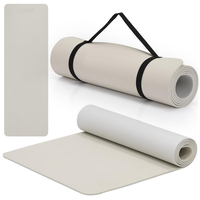 Saltea fitness antiderapanta din TPE, 183x61x1 cm, cu curea transport, bej