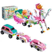 Jucarie Transformer Magnetica 3 in 1 Mars Deer Cosmic Planet, Flippy, 3 Masini Care se Transforma in Pegas Inaripat, Atractie Magnetica, 3+ Ani, din ABS, Roz