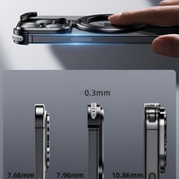 Husa MagSafe Metalica Compatibila cu iPhone 15 Pro Max, Vafy, Clear Case, Aliaj de Aluminiu, cu Magnet, fara Rama, Antisoc, Antizgariere, Incarcare Wireless, Negru Metalizat