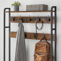 VASAGLE Cuier cu dulap de depozitare pantofi, cadru din otel, stil industrial, 32x85x180cm, maro rustic
