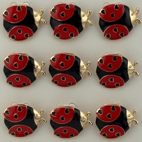 Set 12 Brose Martisor Primavara, Jolie, Model Buburuza, Rosu-Negru