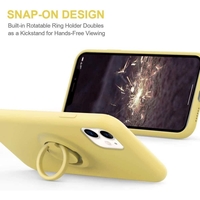 Husa protectie Vafy compatibila cu Apple iPhone 12 Liquid Silicone Ring cu suport rotativ Galben