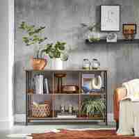 VASAGLE Biblioteca, raft cu 6 unitati de depozitare, din lemn, 33x120x80 cm, maro rustic