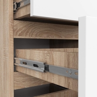 Comoda cu 4 sertare, PAL laminat 16mm, 40x35x74 cm, stejar sonoma si alb