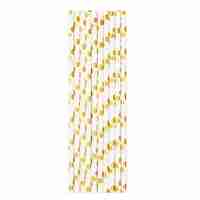 Set 10 Paie, Flippy, din Hartie, 19.5 cm, Model cu Buline Aurii, Alb