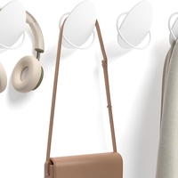 SONGMICS Set 4 carlige perete, design oval din otel, 5 kg per carlig, 9x5x7 cm, alb perlat