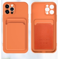 Husa protectie Vafy cu suport card compatibila cu Apple iPhone 12 Pro Max Portocaliu