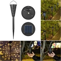 Set 12 Lampi Solare Led pentru Gradina, Flippy, Tip Torta, 36 x 6.8 cm, Buton On-Off, Lumina Alb Rece, Negru