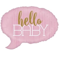 Balon din Folie Metalizata, Vafy, Figurina Norisor, Tema Hello Baby , 59x50 cm, Ambalaj Individual, Pai Inclus, Umflare cu Aer sau Heliu, Roz