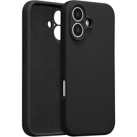 Husa de Protectie, Vafy, pentru iPhone 16 Plus, Liquid Silicone, cu Microfibra pe Interior, Protectie Antisoc, Compatibil Incarcare Wireless, Negru