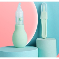 Set Aspirator Nazal pentru Copii, Flippy, Manual, Anti-Reflux, cu Pompita, Usor de Curatat, Varf din Silicon, 11.2x4cm, Verde