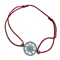 Bratara Martisor Argint 925, Jolie, Model Soare, cu Snur Rosu Ajustabil, 1.4 g, Argintiu