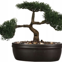Bonsai artificial Atmosphera in ghiveci ceramic cu pietricele decorative, 23 cm, verde