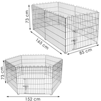 Tarc pentru animale de companie, din fier, forma configurabila, cu usa de acces, 3XL, 165x85x73cm, negru