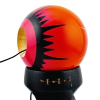 Kendama X Originala, Profesionala, Flippy, BLACK Spider King, Super Sticky cu Cupe Mari KING SIZE V3, Gaura in Baza, Rulment Metalic, din lemn 18 cm, Ata 62/65 cm, Rosu/Negru