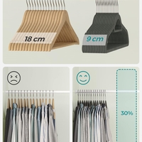 SONGMICS Set de 20 de umerase pentru haine, anti-alunecare cu catifea, bara de cravata si carlig pivotant, 43,5 cm, gri