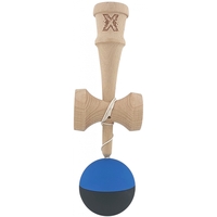 Kendama X Originala, Profesionala, Flippy, din Lemn, Rubber Grip, 18 cm, Albastru/Negru