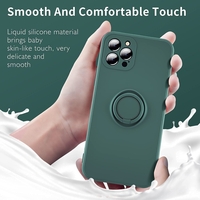 Husa protectie Vafy compatibila cu Samsung Galaxy A52 Liquid Silicone Ring cu suport rotativ Verde