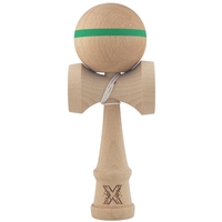 Kendama X Originală, Profesională, Flippy, din Lemn, 18 cm, Model cu Dunga, Verde