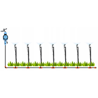 Set irigare gradina cu micro-aspersoare rotative, furtun PVC 30 metri, sistem udare plante si sere, negru