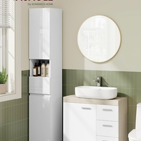VASAGLE Dulap lavoar baie cu 3 sertare si 2 compartimente, MDF, 30x70x64 cm, alb si bej