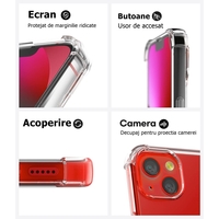 Husa de protectie Vafy, TPU, pentru Apple iPhone 15 Plus , Antisoc, Protectie colturi, Rezistenta la impact, Transparenta