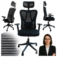 Scaun birou ergonomic, reglabil, cu suport lombar si tetiera, plasa mesh, maxim 120 kg, 50x50x126 cm, negru