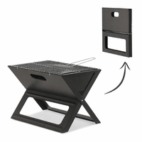 Gratar portabil pliabil pentru gradina si camping, metal, 56x56x40 cm, negru