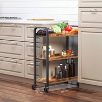 VASAGLE Carucior de servire pe roti pentru bucatarie, cu 3 polite, stil industrial, 26x66x85cm, maro rustic