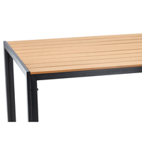 Masa de gradina, cadru otel, blat polywood cu aspect lemn, 150x90x73 cm, negru si maro natur