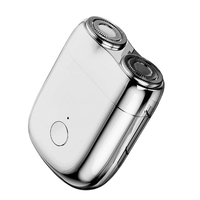Mini Aparat de Ras Electric, Vafy, din ABS cu Fibra de Carbon, Portabil, Cap Rotativ Detasabil cu 2 Lame de Otel, Rezistent la Apa, Incarcare Type-C, Autonomie 45 min, Argintiu