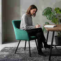 Set 6 scaune tapitate, Florence, velur matlasat, 55x58x82 cm, verde smarald